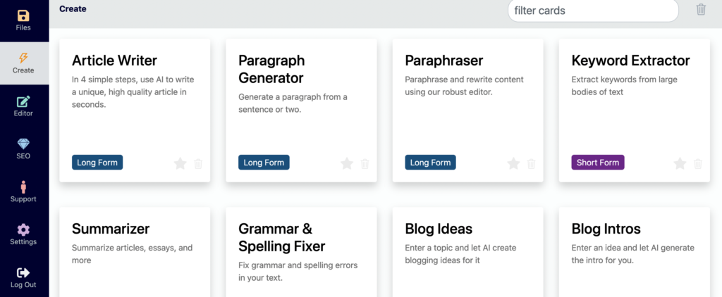Create and rewrite content using wordbot.io's many tools.