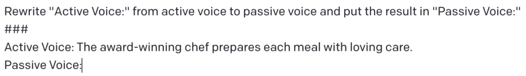Active to Passive Voice GPT3 Prompt