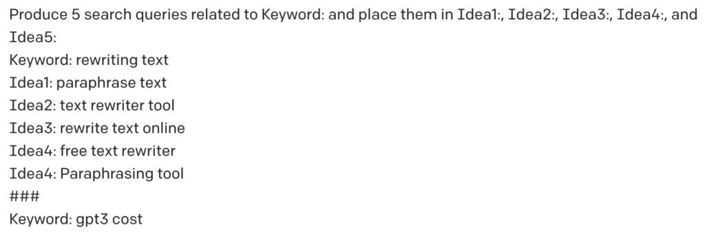 gpt3 prompt to discover new keywords for seo